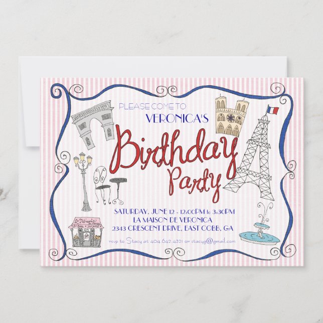 Paris Birthday Party Invitation (Front)