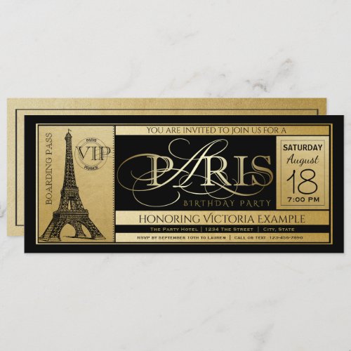 Paris Birthday Party Invitation Ticket Invitations