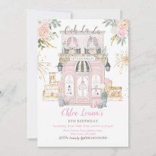 Paris Birthday Party Themed Invitation
