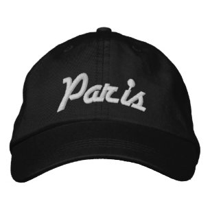 Paris Black and White Embroidered Baseball Cap
