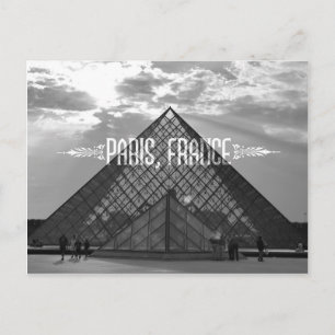 Paris Black and White Travel Postcard Louvre