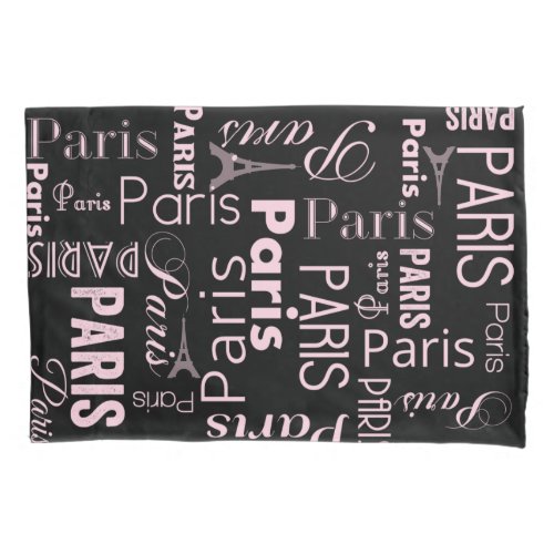 Paris black pink paris print pillow case