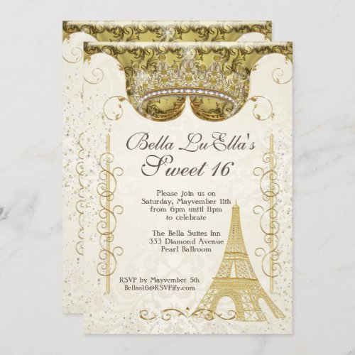 Paris Bling Birthday Party Invitations