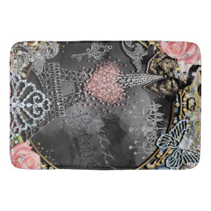 Paris Bling Glamour Sparkle France Girly Trendy Bathroom Mat