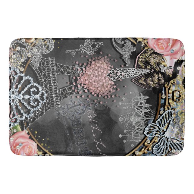 Paris Bling Glamour Sparkle France Girly Trendy Bathroom Mat (Front)