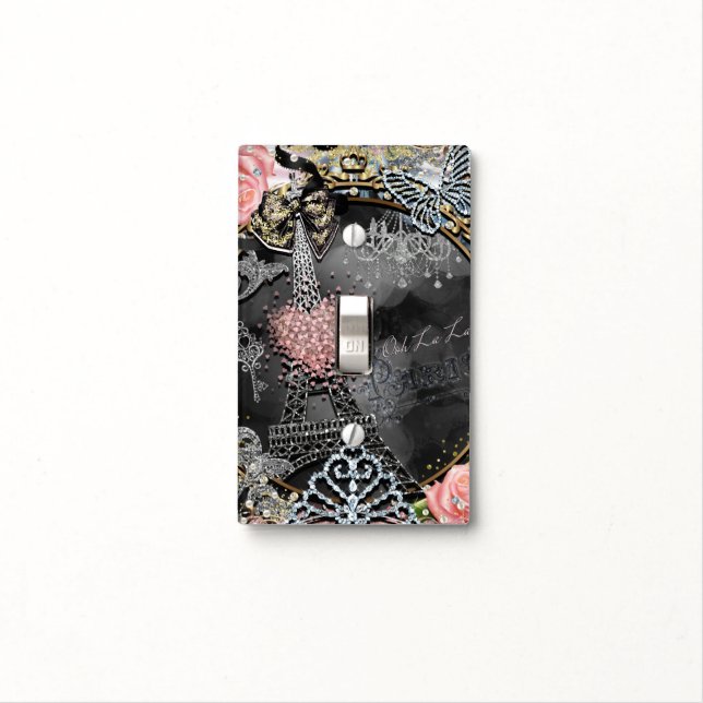Paris Bling Glamour Sparkle France Girly Trendy Light Switch Cover (In Situ)