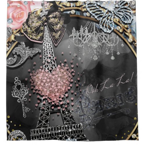 Paris Bling Glamour Sparkle France Girly Trendy Shower Curtain