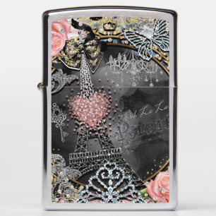 Paris Bling Glamour Sparkle France Girly Trendy Zippo Lighter