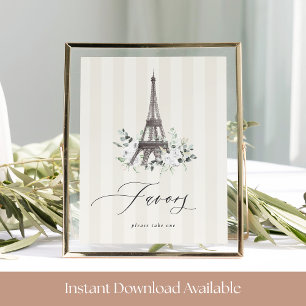Paris Bloom Bridal Shower Favor Table Sign