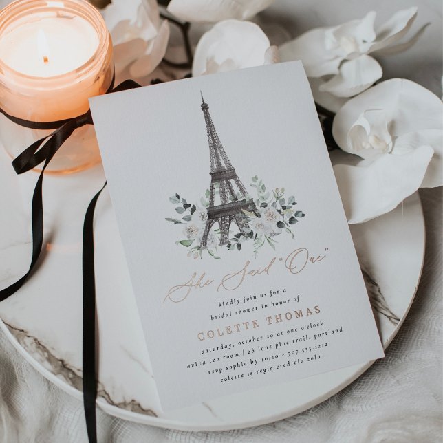 Paris Bloom | Floral Eiffel Tower Bridal Shower Foil Invitation (Creator Uploaded)
