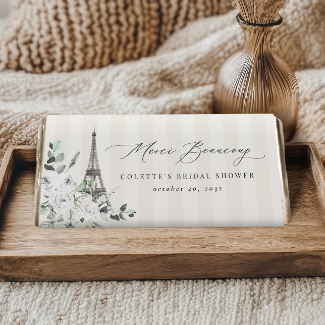 Paris Bloom | Floral Eiffel Tower Bridal Shower Hershey Bar Favors (Creator Uploaded)