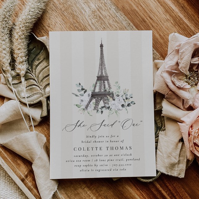 Paris Bloom Floral Eiffel Tower Bridal Shower Invitation (Creator Uploaded)