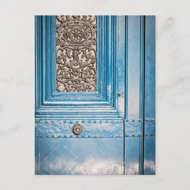 Paris Blue Door – Fine Art Photography Postcard (Front)