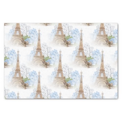Paris Blue Hydrangea White Tissue Paper