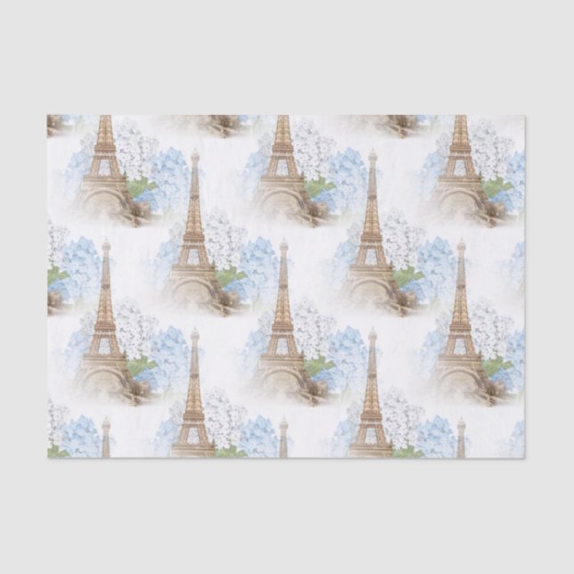 Paris Blue Hydrangea White Tissue Paper (Front)