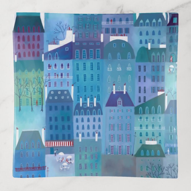 Paris Blue Trinket Tray (Front)