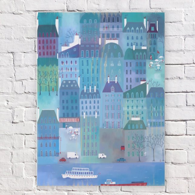 Paris Blues Wooden Box Sign (Paris in Blue wooden box wall art)