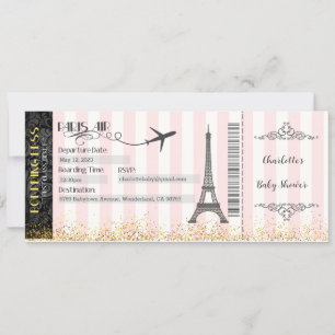Paris Boarding Pass Invitation, Baby, Bridal Invitation
