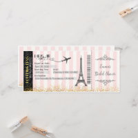 Paris Boarding Pass Invitation, Birthday, Bridal