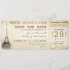 Paris boarding pass tickets for save the date