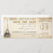 Paris boarding pass tickets for save the date (Front/Back)