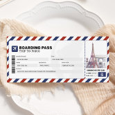 Paris Personalised Travel Ticket and Envelope. Paris Themed Ticket Surprise  Holiday Gift. 