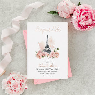 Paris Bonjour Bebe Parisian Floral Baby Shower Foil Invitation
