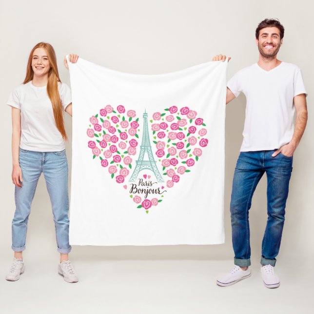 Paris Bonjour | Floral Heart Fleece Blanket (In Situ)