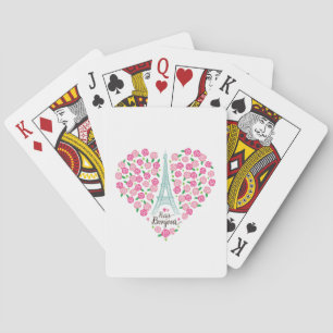 Paris Bonjour Floral Heart Poker Cards