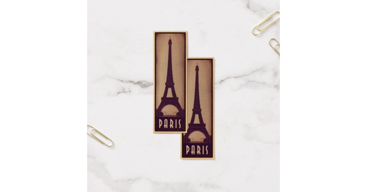 Paris Bookmark Card with Eiffel Tower Silhouette Zazzle
