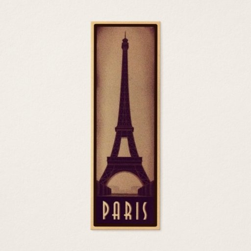 Customizable Paris Bookmark Card with Eiffel Tower Silhouette Business Card Template