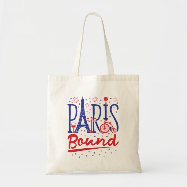 Paris Bound French Vacation Travel Traveler Tote Bag (Front)