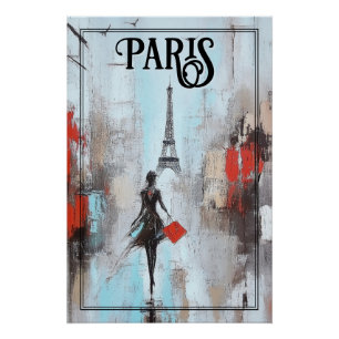 Paris Bound Woman in Black Poster