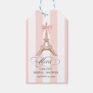 Paris Bow Eiffel Tower Merci BRIDAL SHOWER Gift Tags