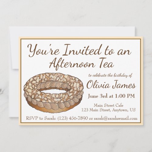 Paris Brest French Pastry Afternoon Tea Party Invitation