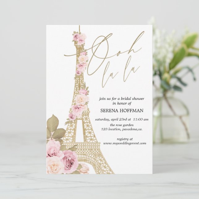  Paris bridal shower, Bridal Shower, French Invitation (Standing Front)