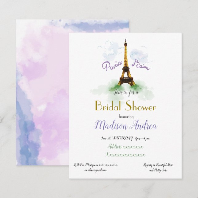 Paris Bridal Shower Invitation (Front/Back)