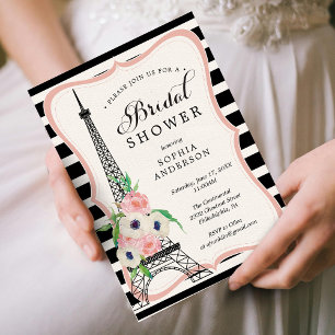 Paris Bridal Shower Invitation Card Eiffel Tower