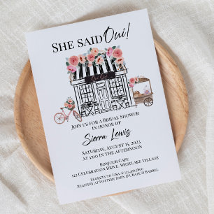 Paris bridal shower invitation, She Said Qui Invit Invitation