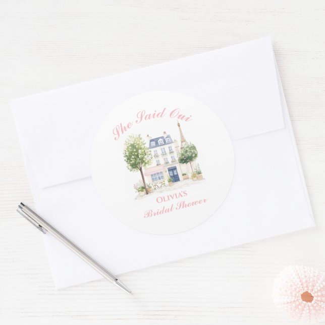 Paris Bridal Shower Parisian Cafe Classic Round Sticker (Envelope)