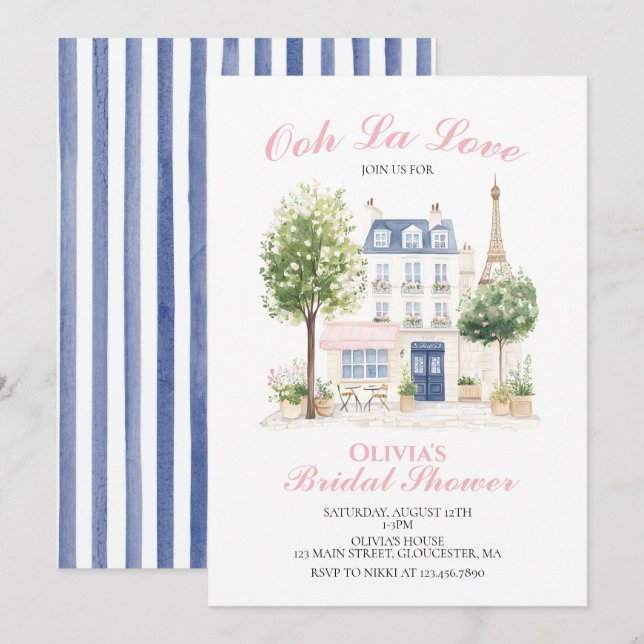 Paris Bridal Shower Parisian Cafe Invitation (Front/Back)