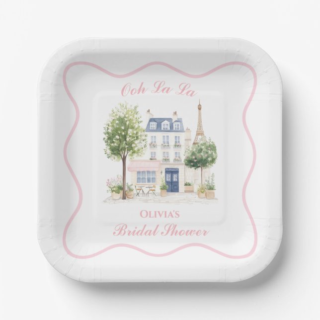 Paris Bridal Shower Parisian Cafe Paper Plates (Front)
