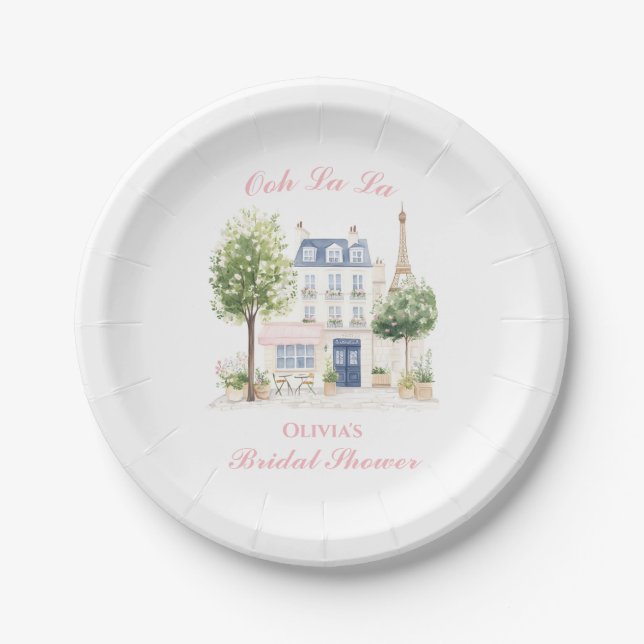 Paris Bridal Shower Parisian Cafe Paper Plates (Front)