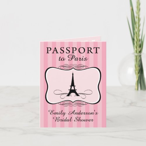 Paris Bridal Shower Passport Invitation