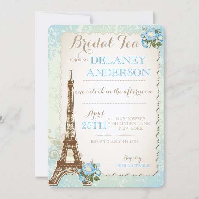 Paris Bridal Shower Tea Party Invitation (Front)