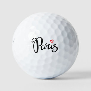 Paris Brush Lettering With Heart Golf Balls