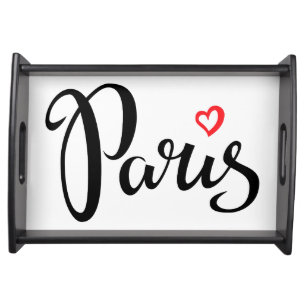Paris Brush Lettering With Heart Serving Tray