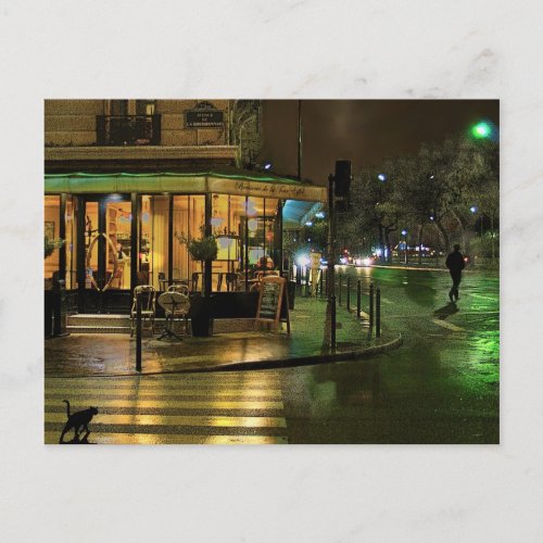 Paris Cafe at Night Postcard