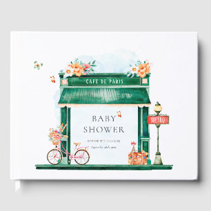 Paris Cafe Boulangerie Watercolor Baby Shower Guest Book