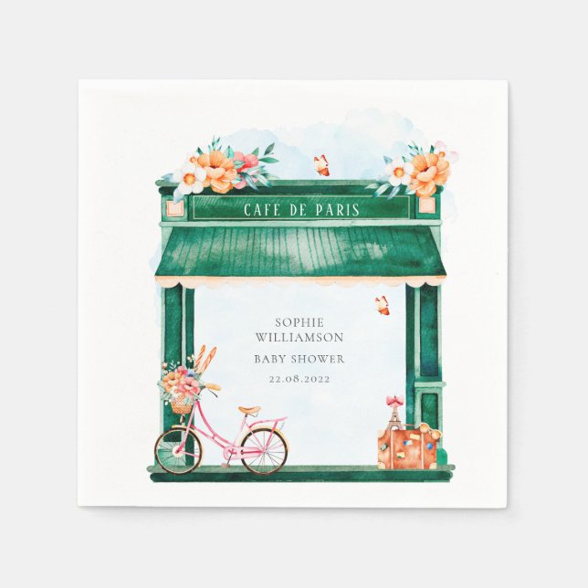 Paris Cafe Boulangerie Watercolor Napkins (Front)